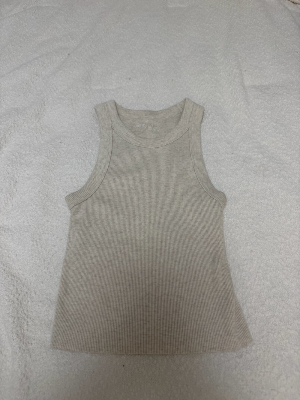 aerie Ribbed Tank Top in Light Beige